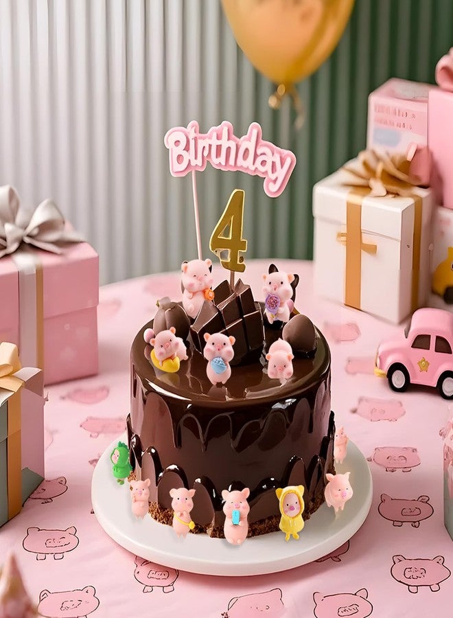 Morofme 19pcs Mini Pig Figurines Miniature Pig Cake Toppers Piggies Cake Decorations Pig Themed Decor Pink Piggy Cupcake Topper for Kids Birthday Party Home Desk Garden Decorations - Image 3